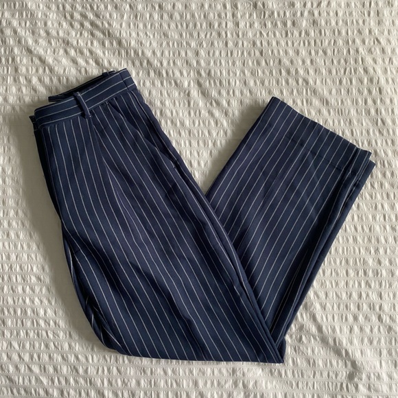 Abercrombie Tailored Relaxed Straight Pant - Navy Pinstripe - Picture 8 of 8